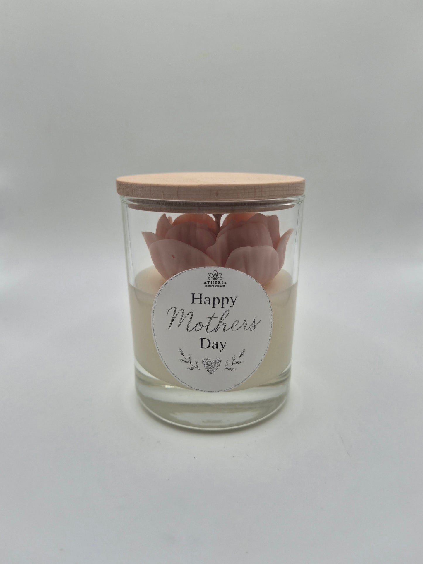 "Happy Mothers Day" με Διακοσμητικό Λουλούδι-καρδιά.